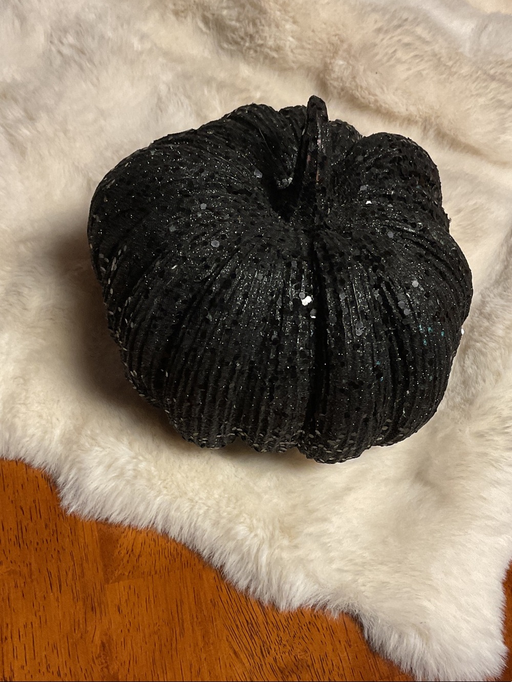 Pier 1- Glam Black Sequin Velvet Pumpkin Decor